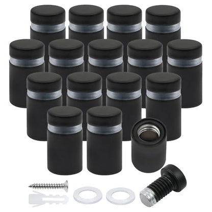Standoff Screws 1/2 x 0.78 Inch 16 Pack Black Sign Standoffs Stainless Steel Stand Off Wall Mounts Standoffs Advertising Screws Mounting Hardware for Acrylic Signs