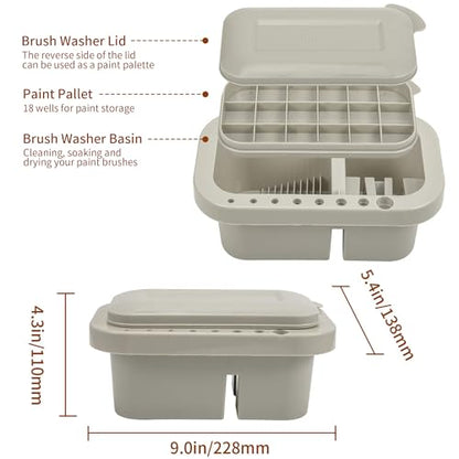 MyLifeUNIT Paint Brush Cleaner, Paint Brush Holder with Palette, Grey - color: Grey