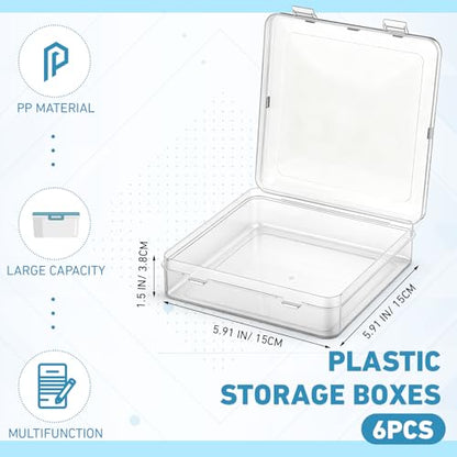 Jetec 18 Pieces Small Clear Plastic Storage Box, 5.9 x 5.9 x 1.5 Inch - size: 5.9 x 5.9 x 1.5 Inch