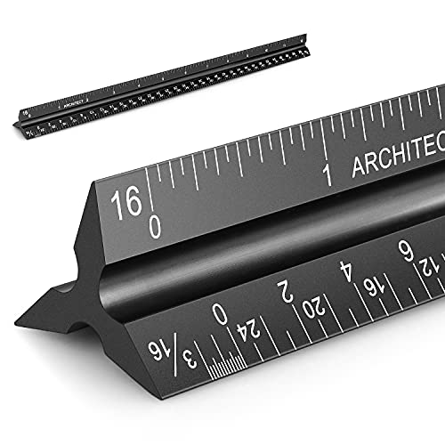 12" Architectural Scale Ruler Aluminum Architect Scale Ruler, Black - color: Black