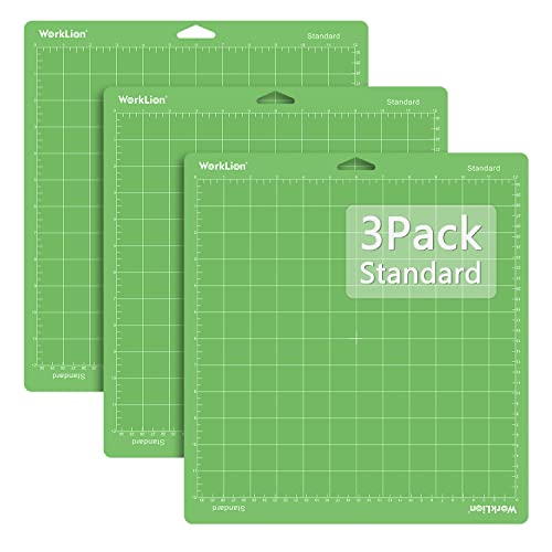WORKLION 12x12 Standard Cutting Mat（3Pack) Compatible With Explore One/Air/Air 2/Maker Standard Adhesive Sticky Green Quilting Cricket Replacement Vinyl Cutting Mat - color: Green (3 Pack), size: 12"x12"