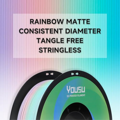 YOUSU Matte PLA Rainbow Macaron 1KG, Stable Extrusion, Color Switche Stable - color: 03-matte Macaron Rainbow, size: Matte PLA