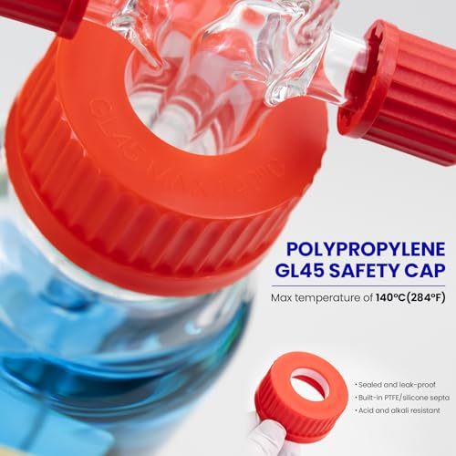 ALWSCI 1000ml Gas Washing Bottle Lab Glass Drechsel Head GL45 1Set - size: 33.8 Ounces