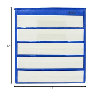 Blue Tabletop Desktop Pocket Chart with Bonus 20X Dry Erase Cards. Double Sided and Self-Standing (13” X 12”) - color: Bule, size: Blank Cards