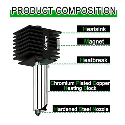 2 Pack A1 Mini & A1 Hotend Kit, 0.4mm Hardened Steel Nozzle