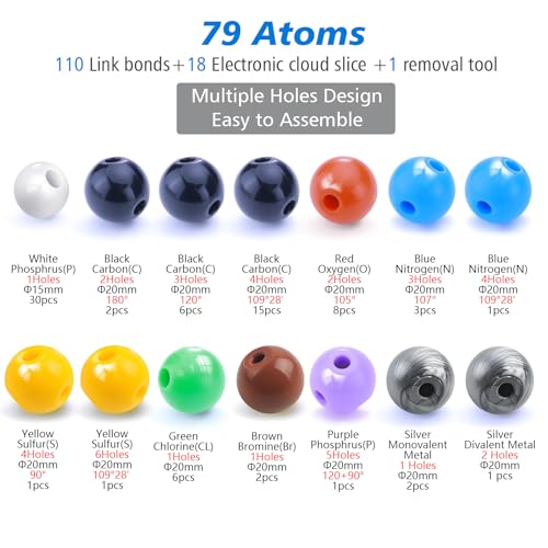Chemistry Molecular Model Kit (208 Pcs) for Student and Teacher,Organic and Inorganic Chemie Learning Set,Motivate Enthusiasm for Learning Chemistry and Raising Space Imagination - color: 208pcs Kit