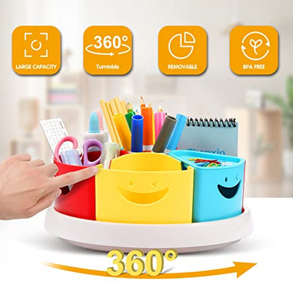Art Supply Storage Organizer - 360 Degree Rotating Desk Organizer for Classroom and Home School Supplies