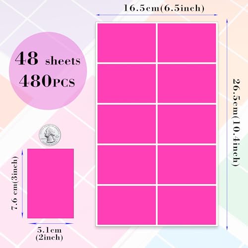 480 PCS Colored Label Stickers,3" x 2" Moving Labels,12 Color Name Sticker - color: 12 Colors 480 Pack