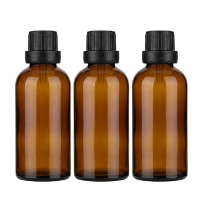 erioctry 3PCS 100ml/3.4oz Empty Amber Glass Bottle with Orifice Reducer and Black Cap for Essential Oils Aromatherapy Cosmetic Storage