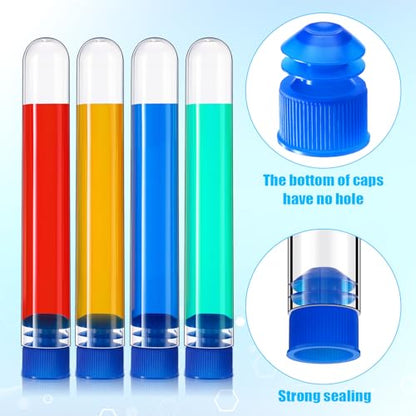 Flutesan 200 Pcs Clear Plastic Test Tubes,16 x 100 mm(10 ml),Blue - color: Blue