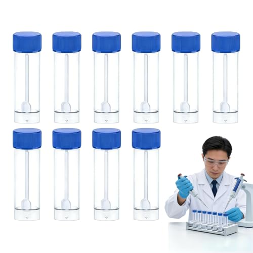 10 Pack Specimen Cups with Scoop, 25-30mL Collection Containers