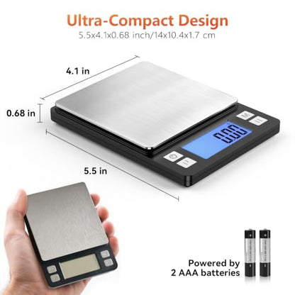 BOMATA Digital Jewelry Scale, 1000g×0.01g High Precision Gram Scale - color: Black
