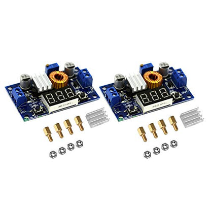 DEVMO 2PCS XL4015 5A DC Buck Step-Down Adjustable Voltage Power Module Converter with LED Voltmeter