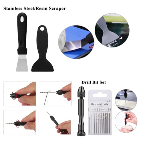 62PCS 3D Printer Tool Kit with Hand Drill, Deburring Tool and Needle Files - color: Black bag 62pcs