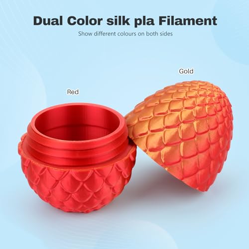 3DHoJor Silk PLA Filament 1.75mm Red Gold Dual Color PLA 3D Printer Filament 2 in 1 Coextrusion 1KG Spool(2.2lbs) 3D Printing Filament Dimensional Accuracy +/- 0.03mm Fits for Most FDM 3D Printers - color: Red Gold