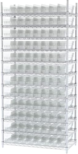 Akro-Mils 30128 Plastic Nesting Shelf Bin Box, (18-Inch x 4-Inch x 4-Inch), Clear, (12-Pack) - color: Clear