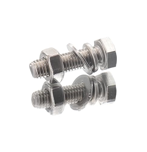 10-Pack M6 x 25mm Hexagon Screws Hex Bolts with M6 Hex Nuts M6 Flat Washers/Spring Lock Washers Set, 304/18-8, Plain Finish - size: M6 x 25mm 40pcs