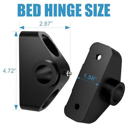 UTV Aluminum Dump Bed Hinge Kit Compatible with 2016-2026 Can-Am Defender Commander Accessories, Heavy Duty Bed Hinges Mount Set, SXS Support Pivot Hinge Replacement, Easy Install (Black) - color: Black