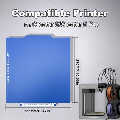 Cold Texture PEI Build Plate for Flashforge Creator 5/5 Pro - size: 266x293mm