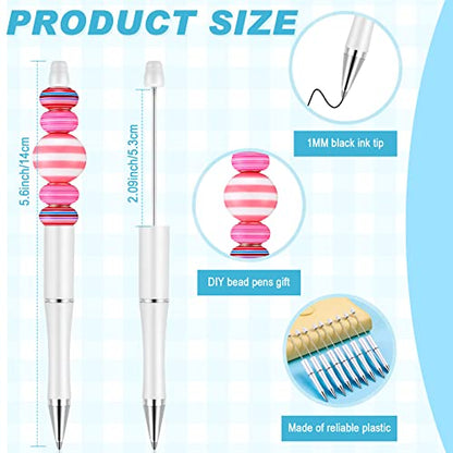 Crtiin 50 Pack Beadable Pens, Ballpoint Pens, School Supplies, White - color: White