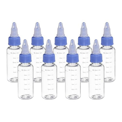PATIKIL 30ml 1oz,9 Pcs Plastic Squeeze Dispensing Bottles,Transparent,Blue - color: Transparent/Blue, size: 30ml