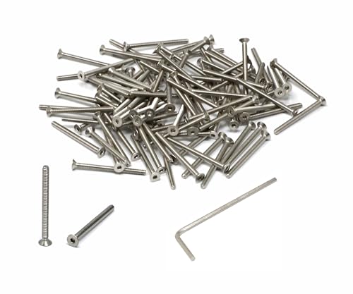 iexcell 100 Pcs M2 x 25mm Thread Pitch 0.4 mm Stainless Steel 304 Hex Socket Flat Head Cap Screws Bolts Kit - size: M2 x 25mm