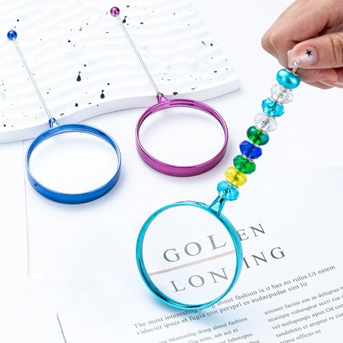 6 Packs 3X Beadable Handheld Magnifying Glass, Plastic DIY Magnifier for Hobbies 6 Shining Colors - color: 6 Shining Colors, size: 6 Packs
