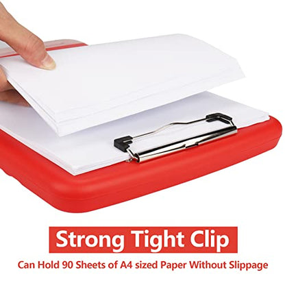 Clipboard with Storage, A4 Binder Nursing Clipboards with Pen Holder, Heavy Duty Storage Clipboards with Low Profile Clip, Clipboard Folder Side-Opening, Smooth Writing Clip Board (Red) - color: Red