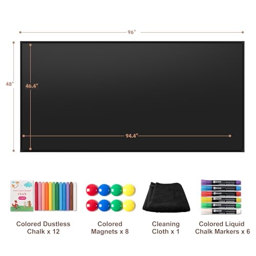 SELEAD Magnetic Chalkboard 96 x 48 Inches - Black Aluminum Frame - size: 96"W x 48"H (single-sided)