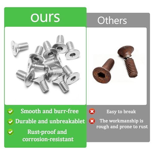 100Pcs M5x8mm Stainless Steel Flat Head Socket Cap Screws, Full Thread Allen Drive Countersunk Bolts, Bright Finish, Ideal for DIY & Home Repair - size: M5x8