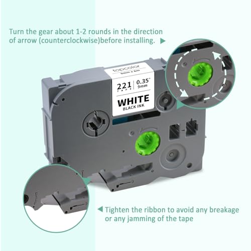 6PK Tz Tape 9mm 0.35" Laminated Compatible for Brother 9mm Colored Label - color: Black on Clear/White/Red/Blue/Yellow/Green, size: 0.35 inch (9mm)