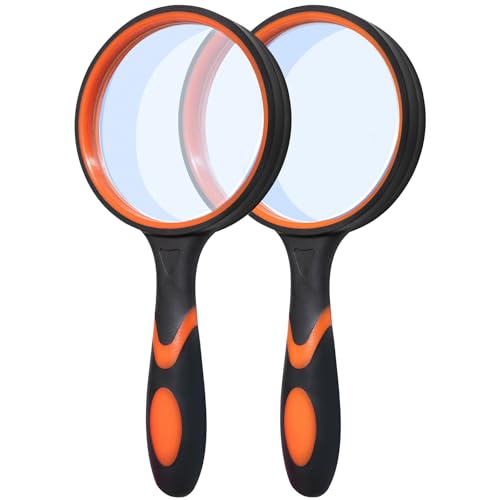 Wapodeai 10X Magnifying Glass for Seniors & Kids Set of 2 - color: Orange & Orange