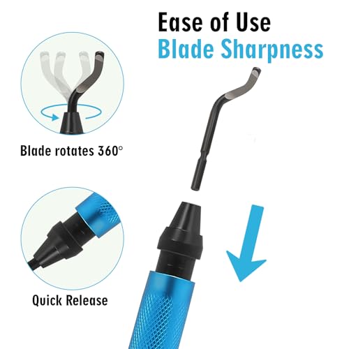 VASTOOLS Deburring Tool Kit - 6.5" Metal Handle Chamfer Tool with 11 M2 HSS Blades, 360° Rotating Head for Aluminum Copper Brass Plastic Pipe & 3D Print Deburring - style: DeburringTool_10blades