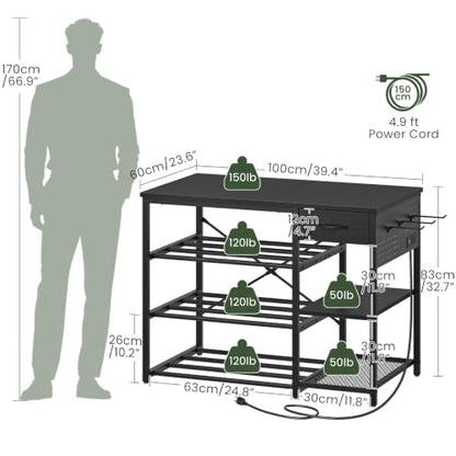 CHOEZON 4-Tier 3D Printer Stand with Filament Storage Drawer - color: Black