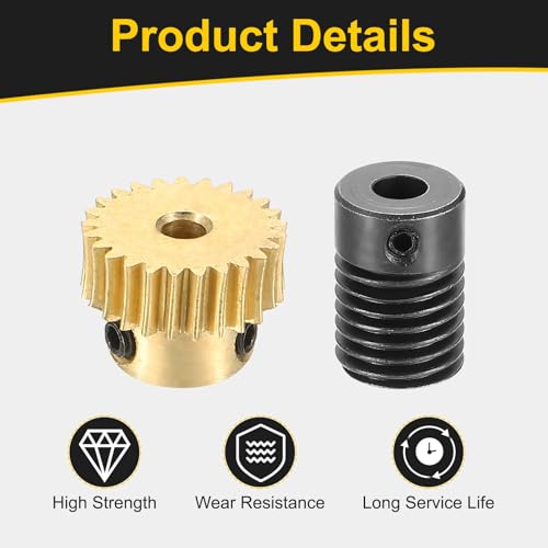 uxcell Worm Gear Set Right Rotation 25T 0.5 Module 1:25 Reduction Rate - size: Gear-3mm, Rod-5mm Bore, style: 0.5M-25T