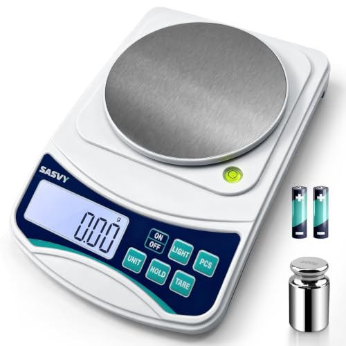 Digital Lab Scale 1000g x 0.01g oz/g/ct/DWT/tl/gn/ozt Precision Electronic Scientific Scale Analytical Balance for Laboratory Jewelry Kitchen, Includes 100g Weight and 2 x AAA Batteries