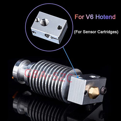 2PCS V6 Heater Block:Aluminum Heating Block with Silicone Sock, Compatible with V6 Hotend, V6 Heatbreak, PT100 Sensor/Cartridge Sensor, Prusa i3 MK3/MK3S - color: Heatblock-V6 2PCS