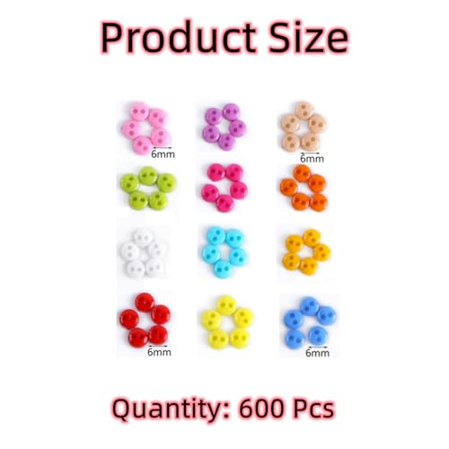 Awgusu 600 Pcs 6mm Round Resin Mini Sewing Buttons Accessories