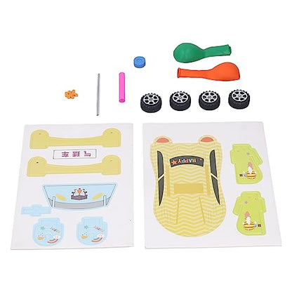 Aerodynamic Balloon Car Assemble Wooden Toy (Balloon car)