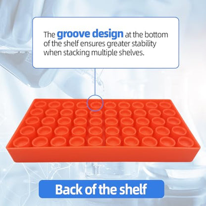 lab Vial Holder for 2ml HPLC Sample Bottles,50-Well (Well Diameter:0.51inch) Sample Bottles Racks,Stackable Test Tube Racks，Sample Vial Rack(1pcs：Orange)