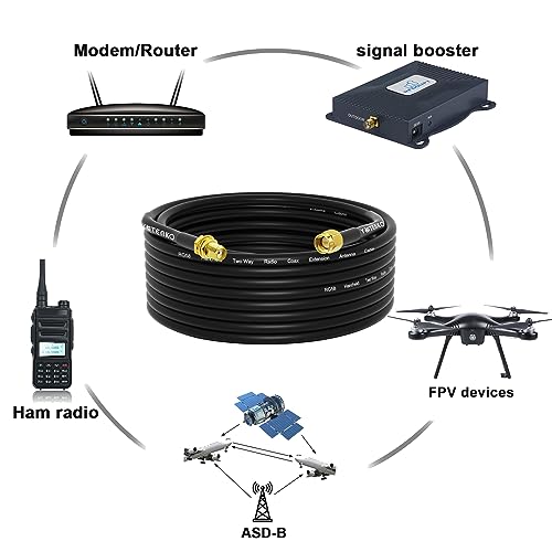 33FT RG58 SMA Male to Female Antenna Extension Cable + 5PCS Adapter - color: SMA Cable + 5pcs SMA Connectors, size: 32.8FT
