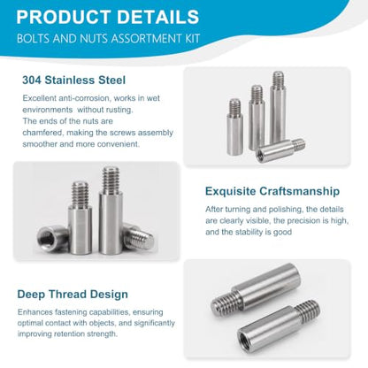 M8x90+12mm Standoff Extension Posts Screws Stainless Steel 2 Pcs - size: M8x90+12mm