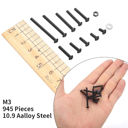 945 PCS M3 Screws Assortment Kit, Hex Button Head Screws with M3 Bolts Set - size: M3