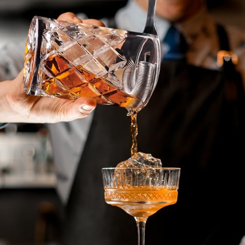 Cocktail Mixing Glass, 18.5oz Crystal Mixing Glass, Thick Bottom Bar Stiring Glasses, Bartender Mixing Jug for Manhattan, Martini, Whiskey - color: Transparent, size: 18.5 Ounces