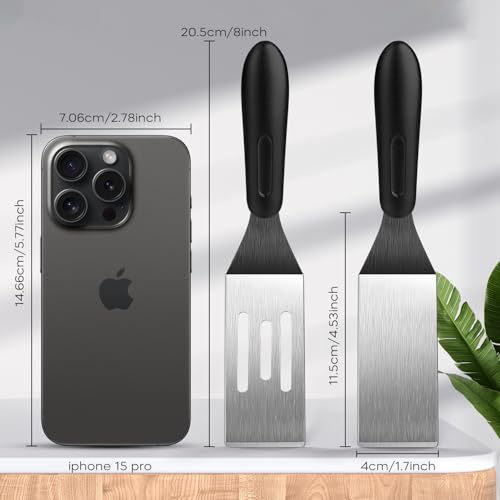 5Pcs Stainless Steel Mini Metal Spatula for Cooking Baking Serving - color: 5 PCS SLOTTED