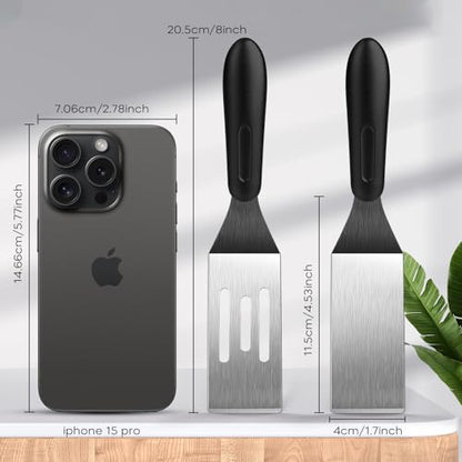 5Pcs Stainless Steel Mini Metal Spatula for Cooking Baking Serving - color: 5 PCS SLOTTED