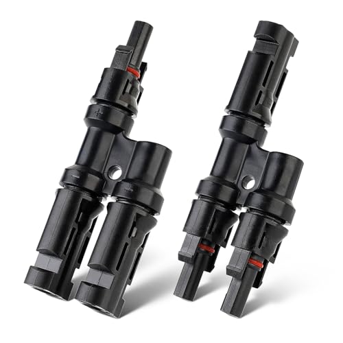 Solar Panel Connector 2 to 1 Solar Y Branch Solar Panel Splitter 2 Way 1000V FMM+MFF Y Branch Solar Panel Parallel Connectors for Parallel Connection Between Solar Panels (1 Pair 2 to 1) - color: 2 to 1 (1 Pairs), size: T Branch
