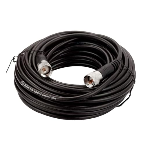 STEREN RG8X Coaxial Cable 50 ft 2 Pack, CB Coax Cable with PL259 UHF Connectors, Male to Male Low Loss 50 Ohm for HAM Radio, LMR400, Antenna Analyzer - size: 50 feet - 2 pack