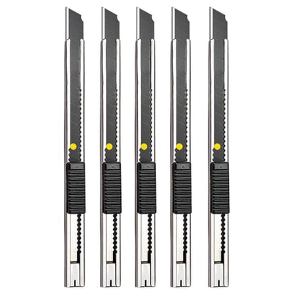 Gebildet 5pcs Right and Left Hand Self-Lock Cutter Knife/Black 9mm Snap Off Blades /60° Blace/SS - color: Ss-black Blade