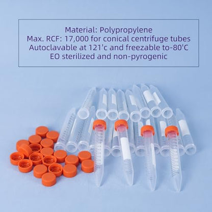 15ml Conical Centrifuge Tubes,25-Pack Sterile Polypropylene Test Tubes with Leak-Proof Screw Caps & Graduated Marks for Lab Use (15mL-25Pcs) - size: 15mL-25Pcs